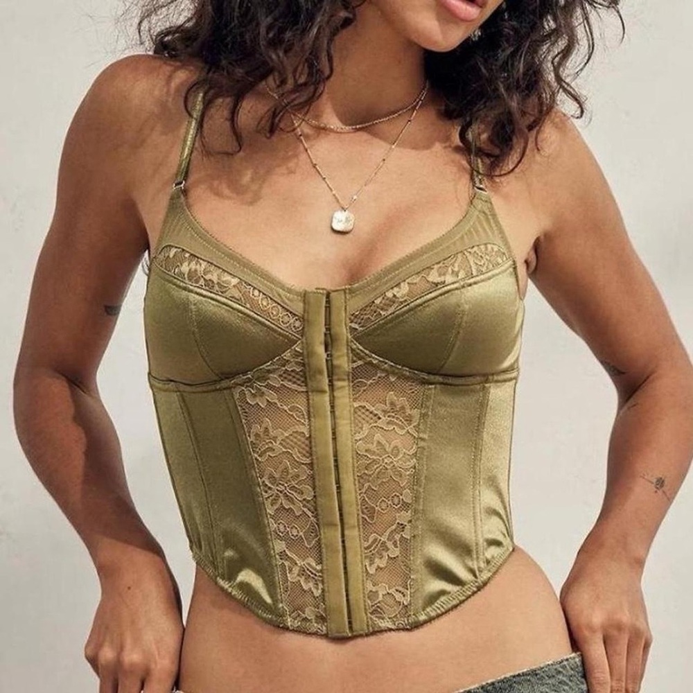 Urban Outfitters Olive Green Lace Bustier